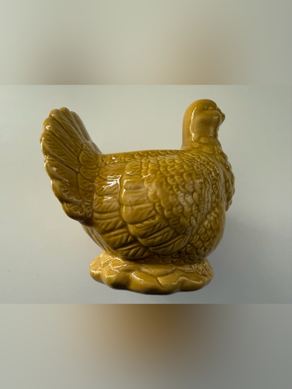 Vintage Mustard Yellow Ceramic Turkey Mid-Century Thanksgiving Table Centerpiece